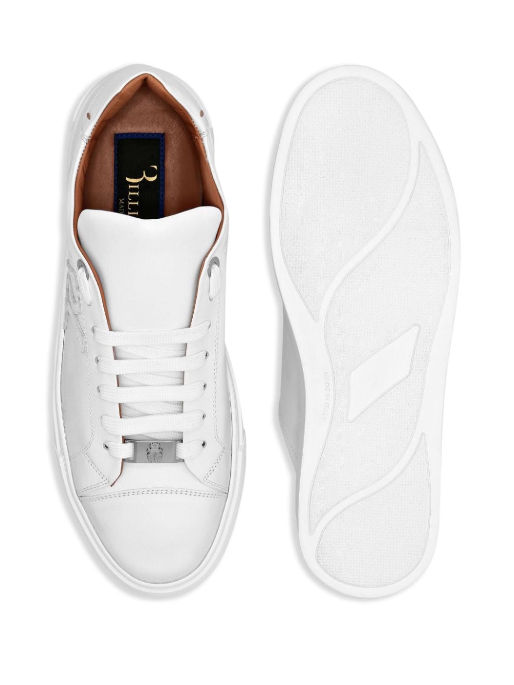 Shop Billionaire Logo-appliqué Leather Sneakers In White