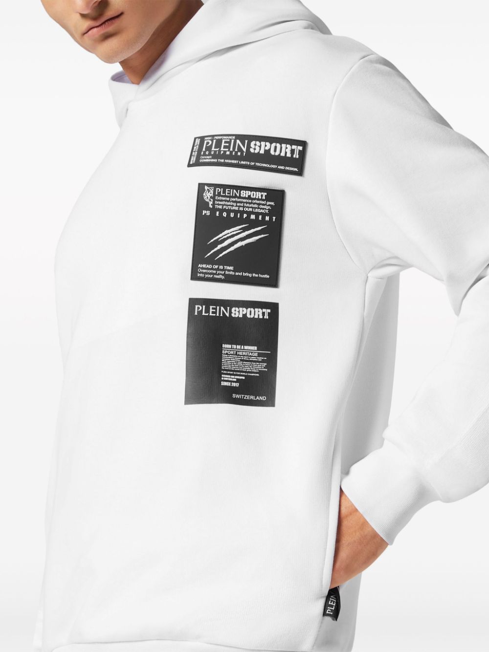 Shop Plein Sport Scratch Logo-patch Hoodie In White