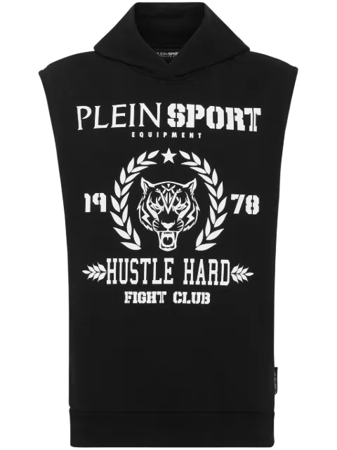 Plein Sport tiger-print sleeveless hoodie