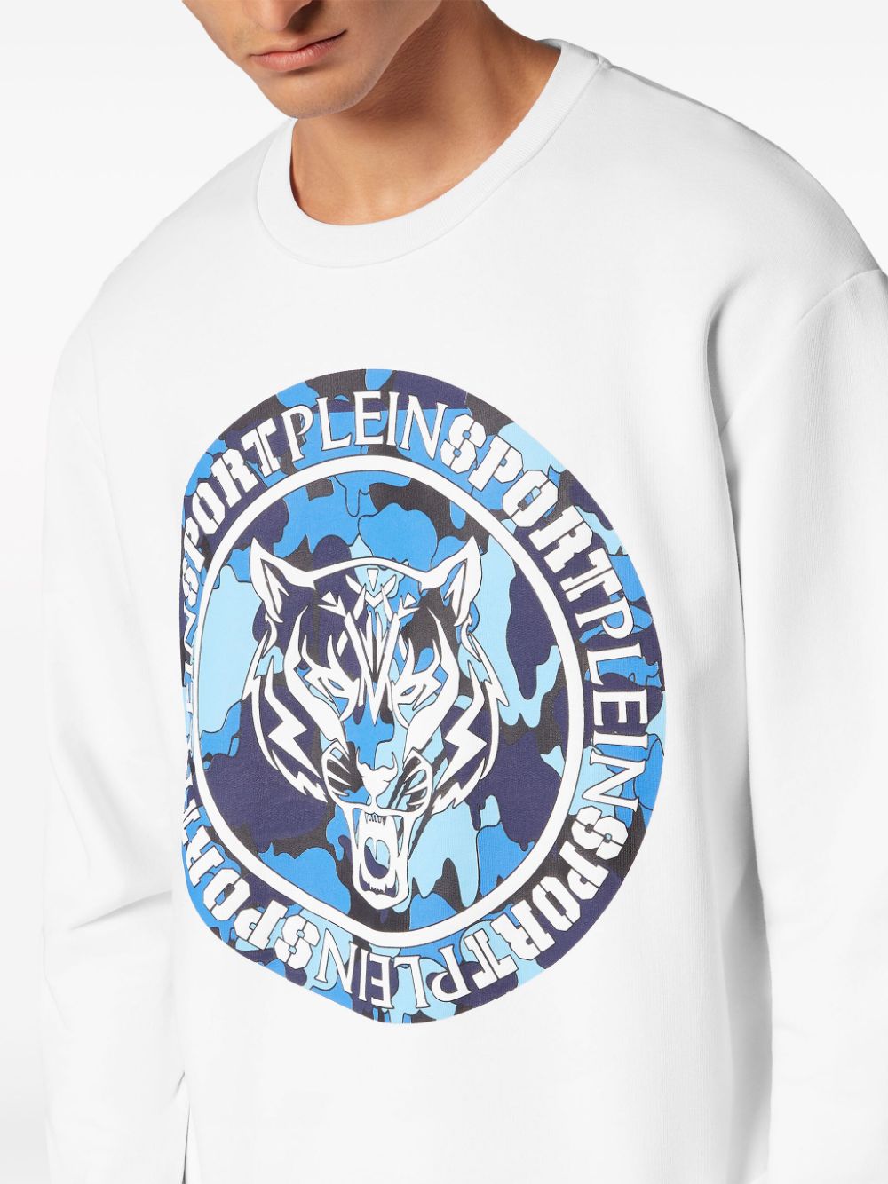 Shop Plein Sport Tiger-print Camouflage Sweatshirt In White