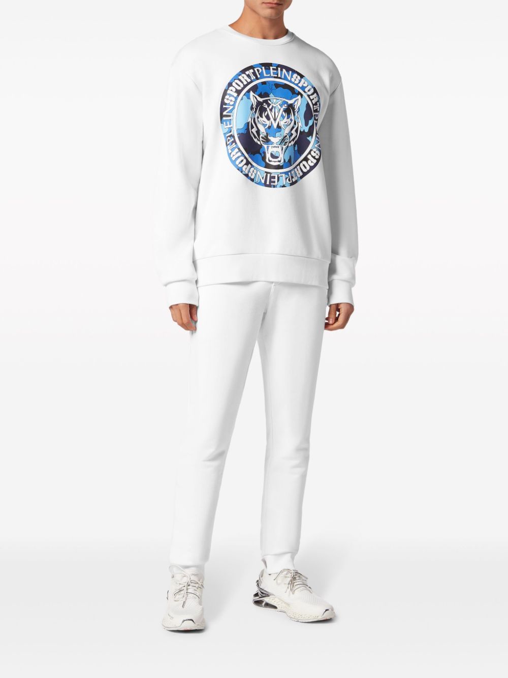 Shop Plein Sport Tiger-print Camouflage Sweatshirt In White