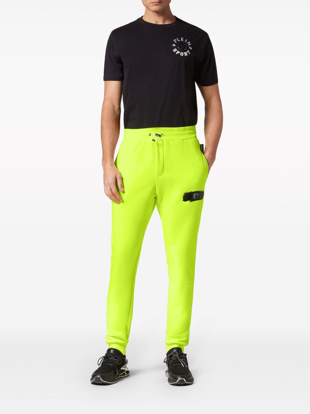 Shop Plein Sport Tapered Cotton-blend Track Pants In Green