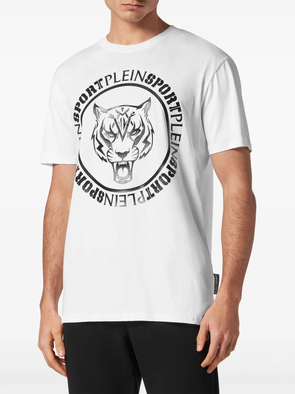 Shop Plein Sport Carbon Tiger-print Cotton T-shirt In White