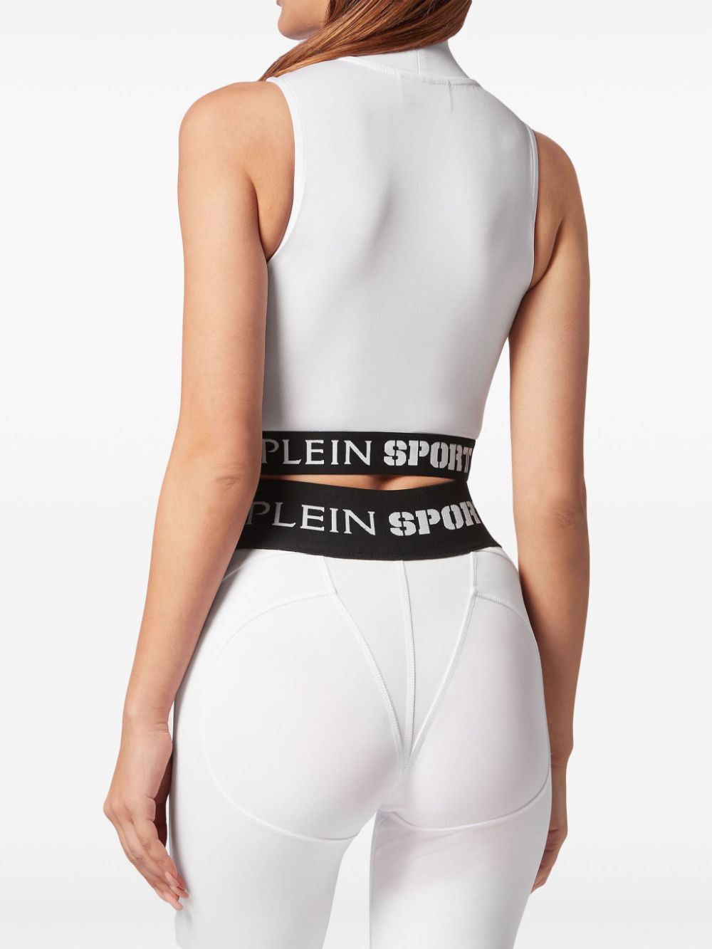 Shop Plein Sport Cut-out Cropped Tank Top In White