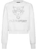 Plein Sport tiger-print cropped sweatshirt - White