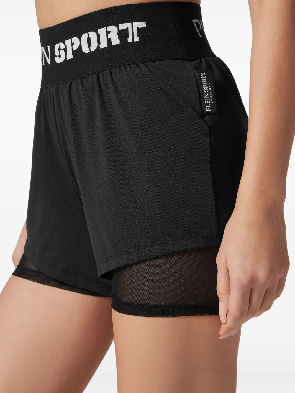 Plein Sport Joggingshorts met logo tailleband Zwart