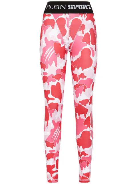 Plein Sport camouflage-print logo-waistband leggings