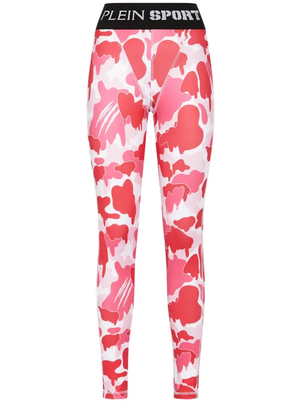 Plein Sport camouflage-print logo-waistband Leggings Pink FARFETCH IN