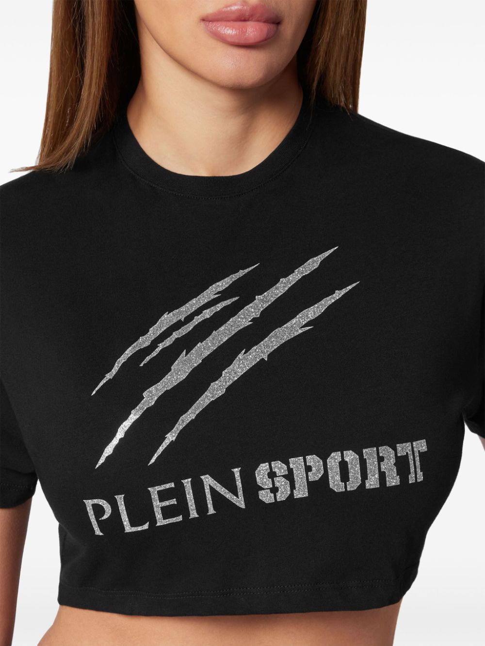 Plein Sport Katoenen T-shirt met logoprint Zwart