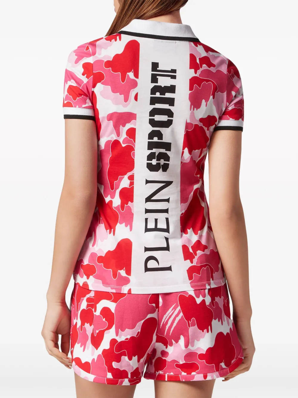 Plein Sport Poloshirt met camouflageprint Roze