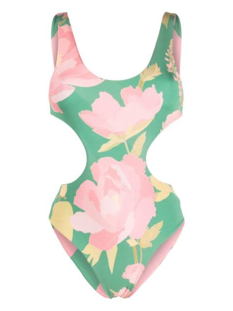 FARM Rio cut-out floral-print swimsuit