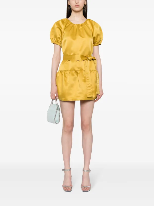 Cynthia Rowley puff sleeve tulip satin Mini Dress Yellow FARFETCH PT