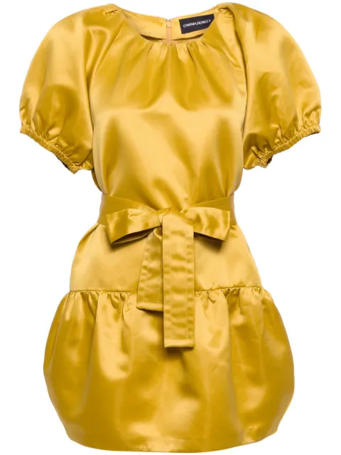 Cynthia Rowley puff-sleeve tulip-satin mini dress