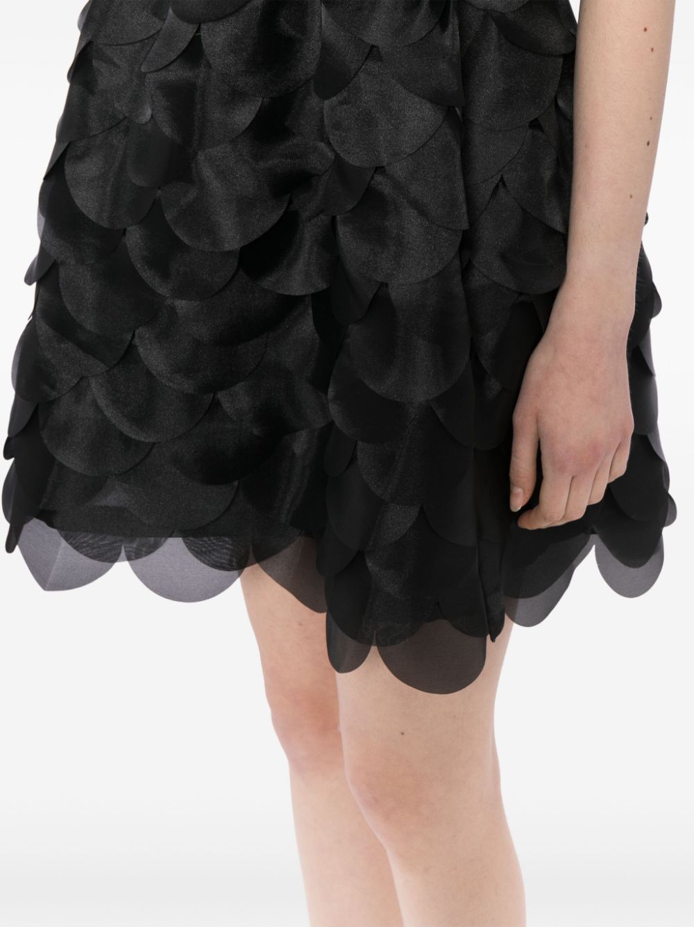 Shop Cynthia Rowley Scallop Organza Mini Dress In Black