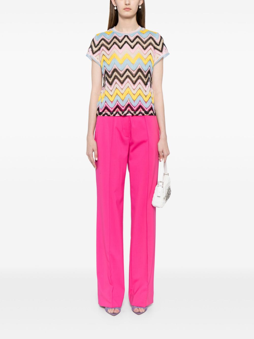 Cynthia Rowley Gehaakt T-shirt met zigzagpatroon - Roze