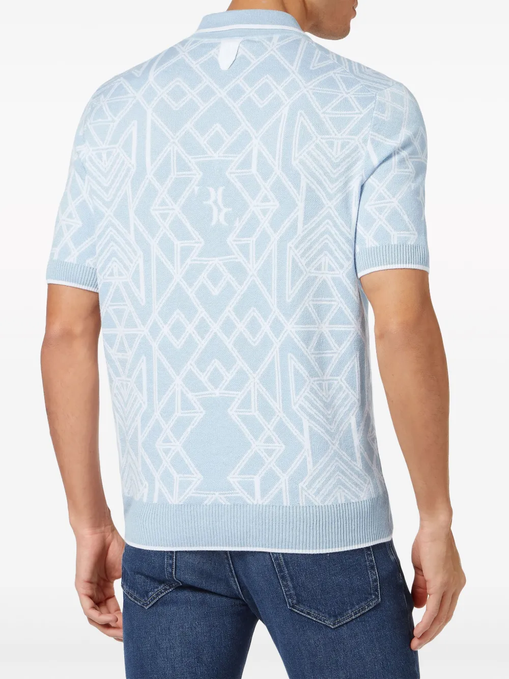 Shop Billionaire Abstract-pattern Polo Shirt In Blau