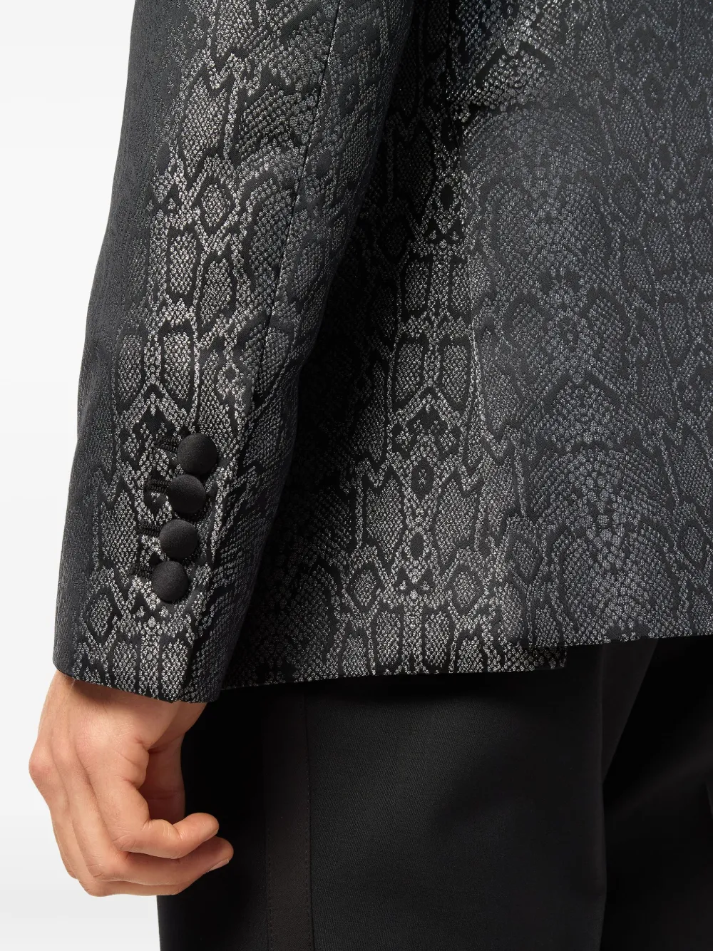 Billionaire Snakeskin-jacquard Blazer In Black