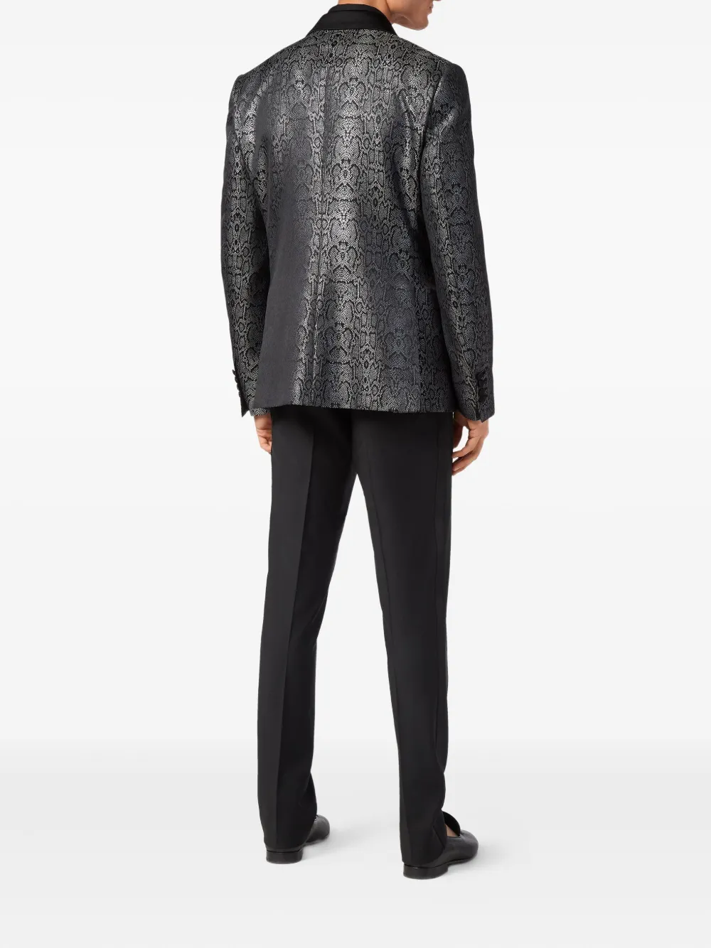 Billionaire Snakeskin-jacquard Blazer In Black