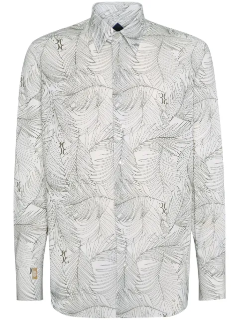 Billionaire Camisa de linho com estampa de folhas