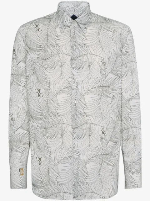 Billionaire leaf-print linen shirt