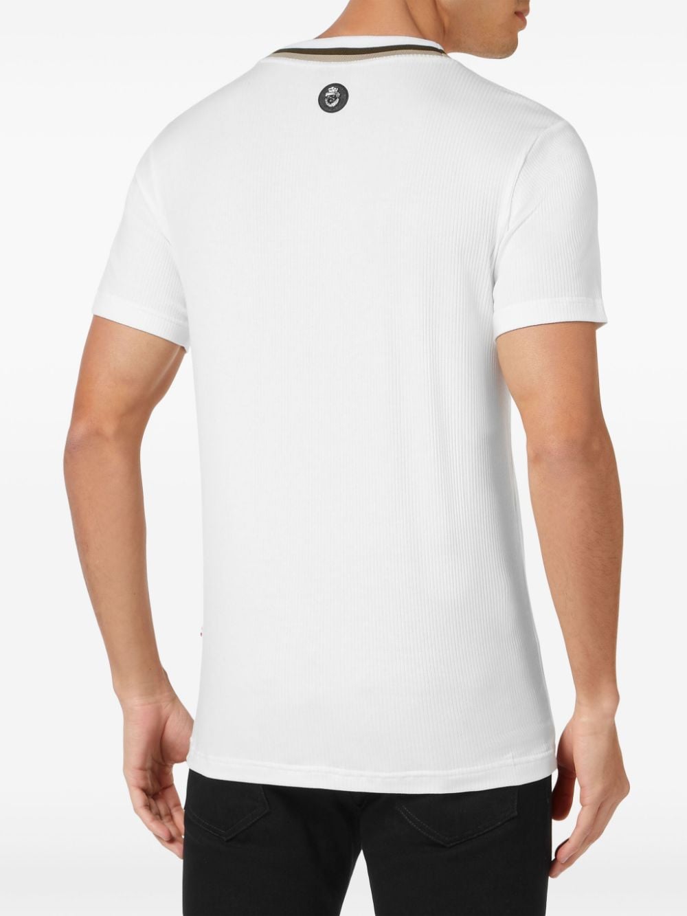Shop Billionaire Stripe-detail V-neck T-shirt In White