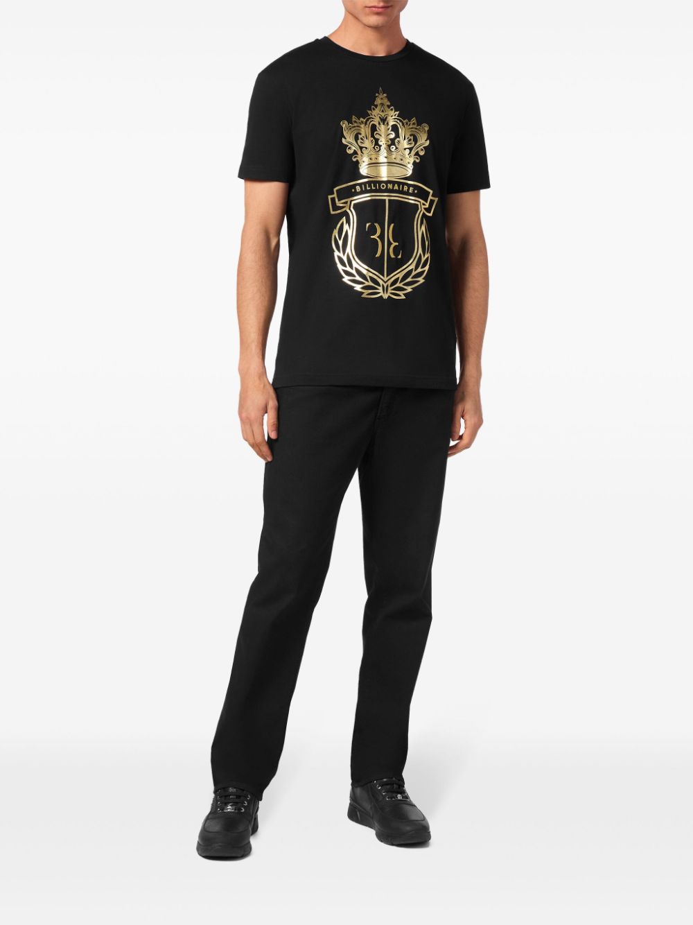 Shop Billionaire Logo-print Crew-neck T-shirt In Black