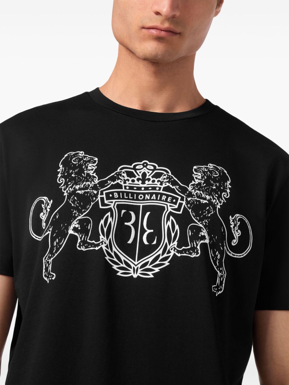 Shop Billionaire Logo-embroidered Cotton T-shirt In Black