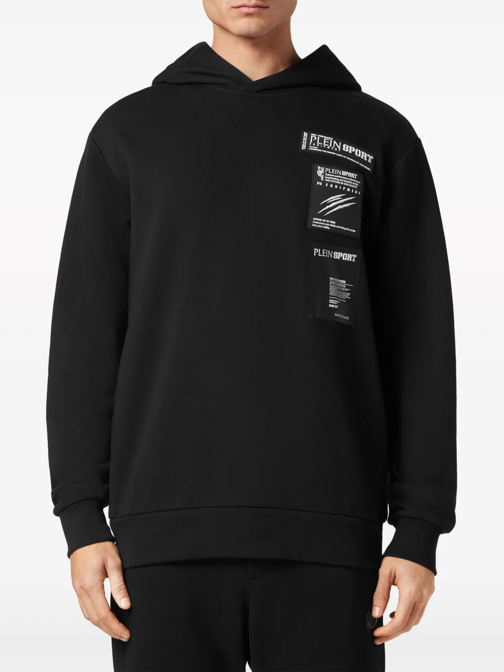 Plein Sport Hoodie met logopatch Zwart