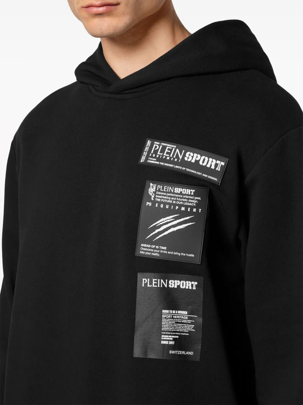 Plein Sport Hoodie met logopatch Zwart