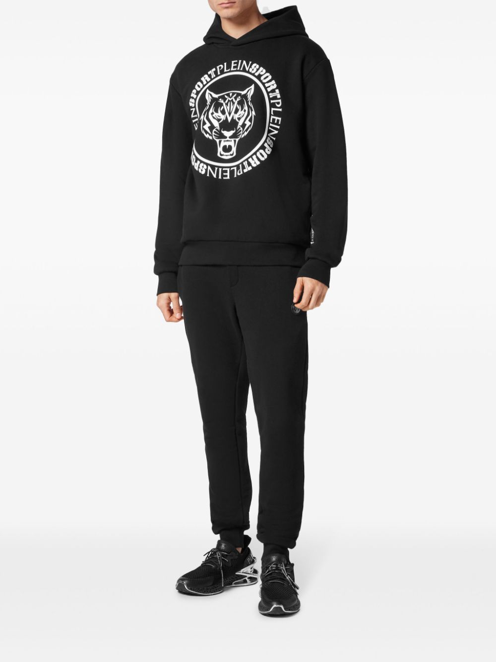 Plein Sport Carbon Tiger cotton-blend hoodie - Zwart