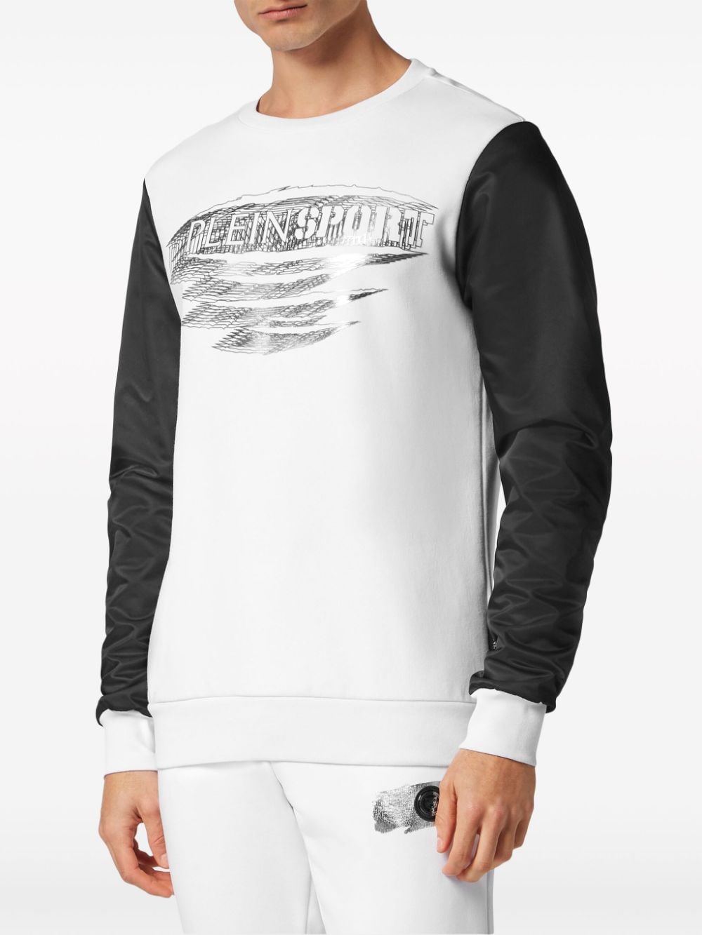 Shop Plein Sport Logo-print Panelled Sweatshirt In White