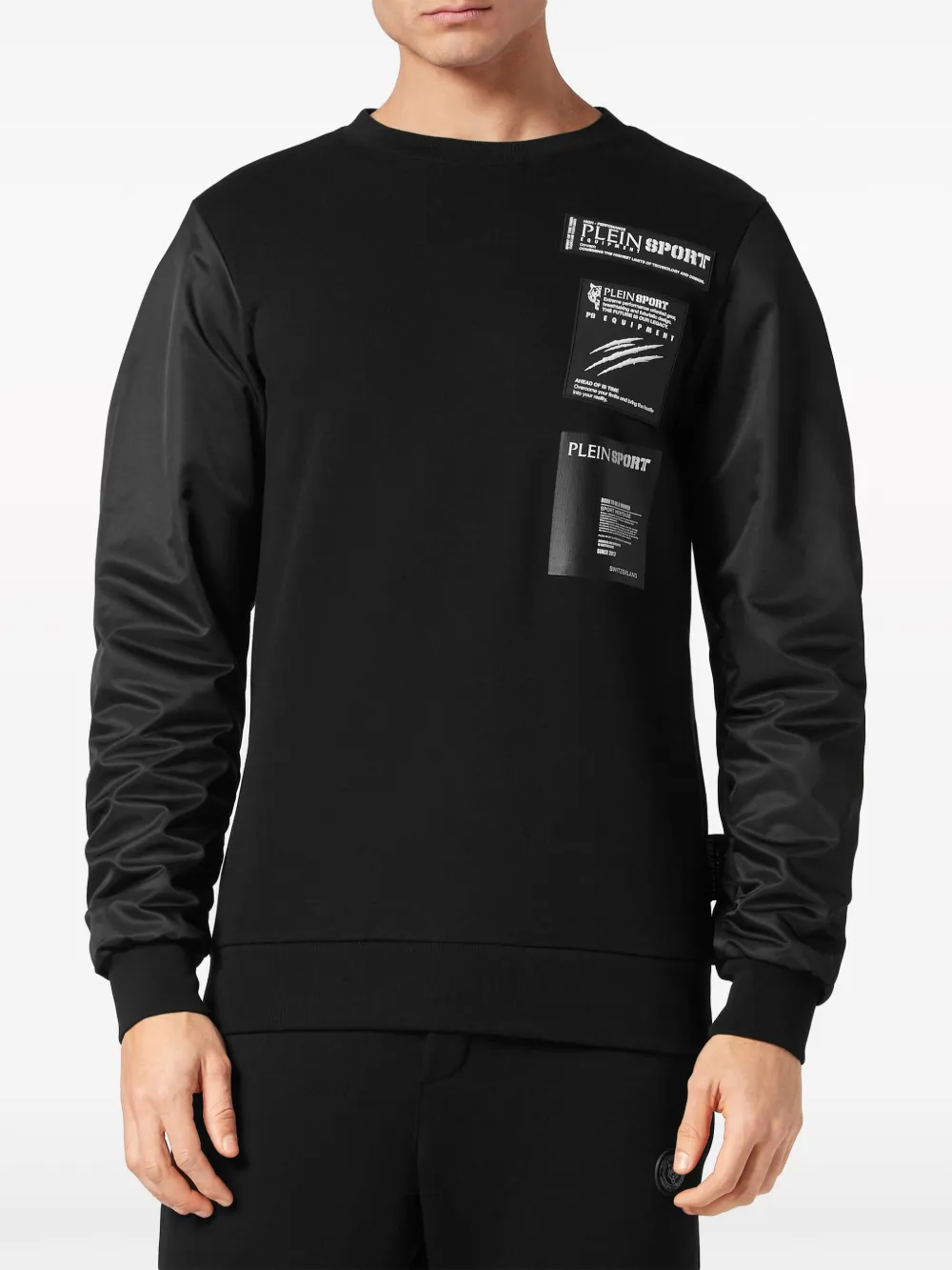 Shop Plein Sport Scratch Logo-patch Sweatshirt In Black