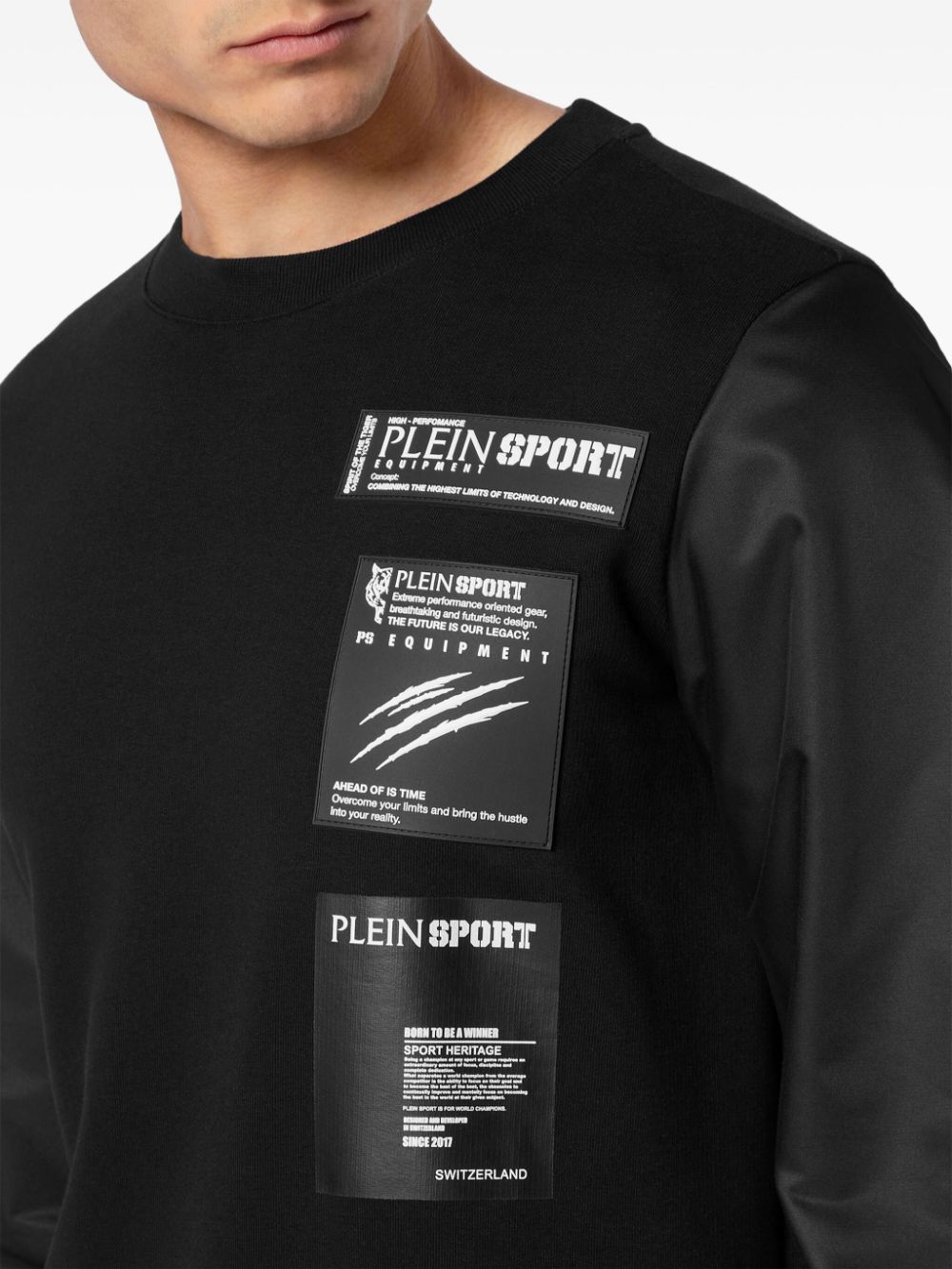 Shop Plein Sport Scratch Logo-patch Sweatshirt In Black