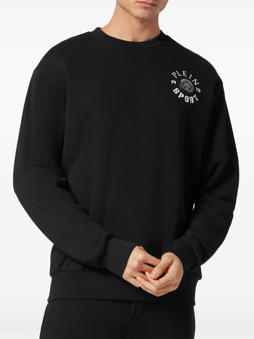 Plein Sport Logo-print Cotton Sweatshirt In Black