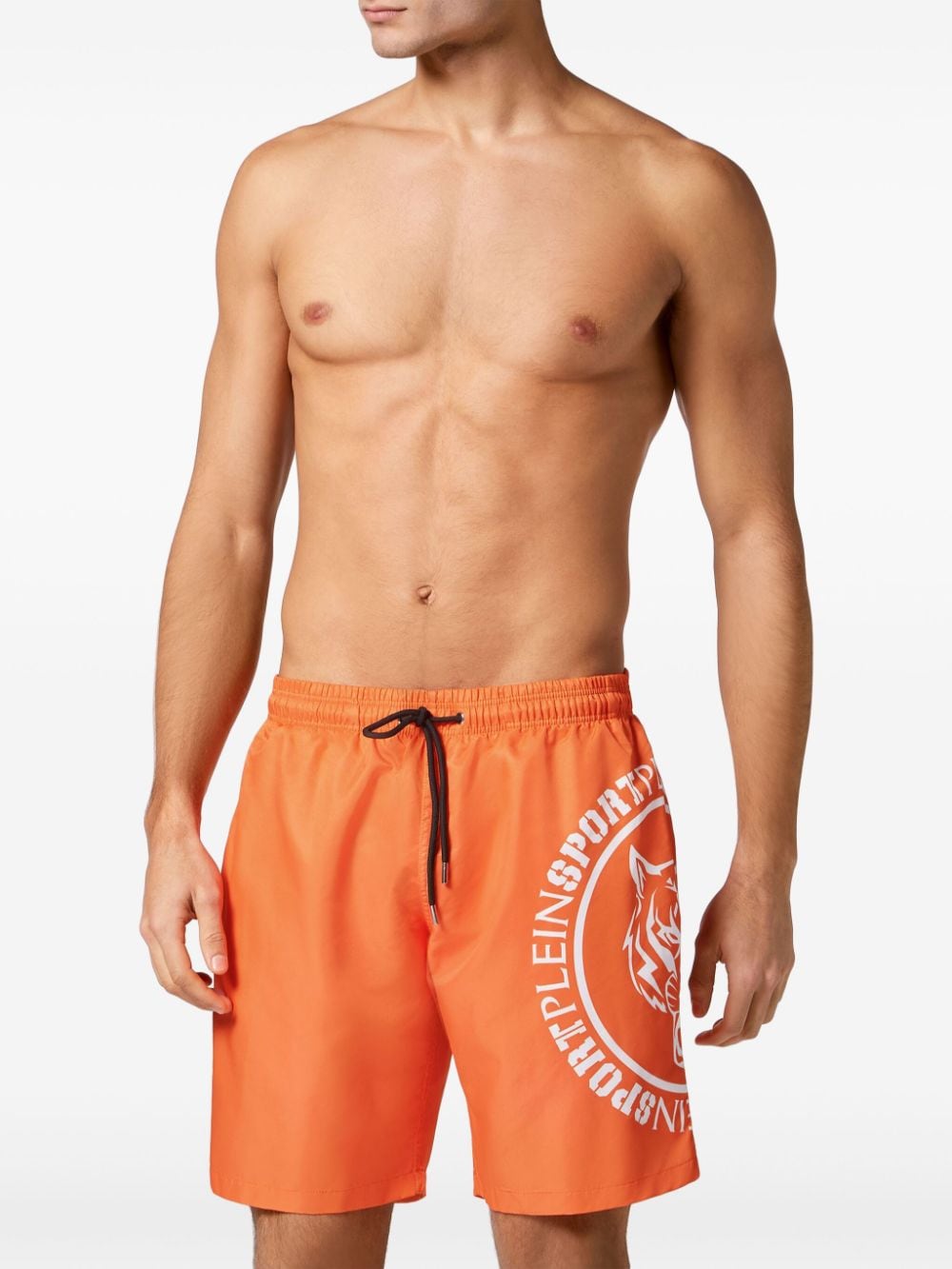 Shop Plein Sport Carbon Tiger Swim Shorts In Orange