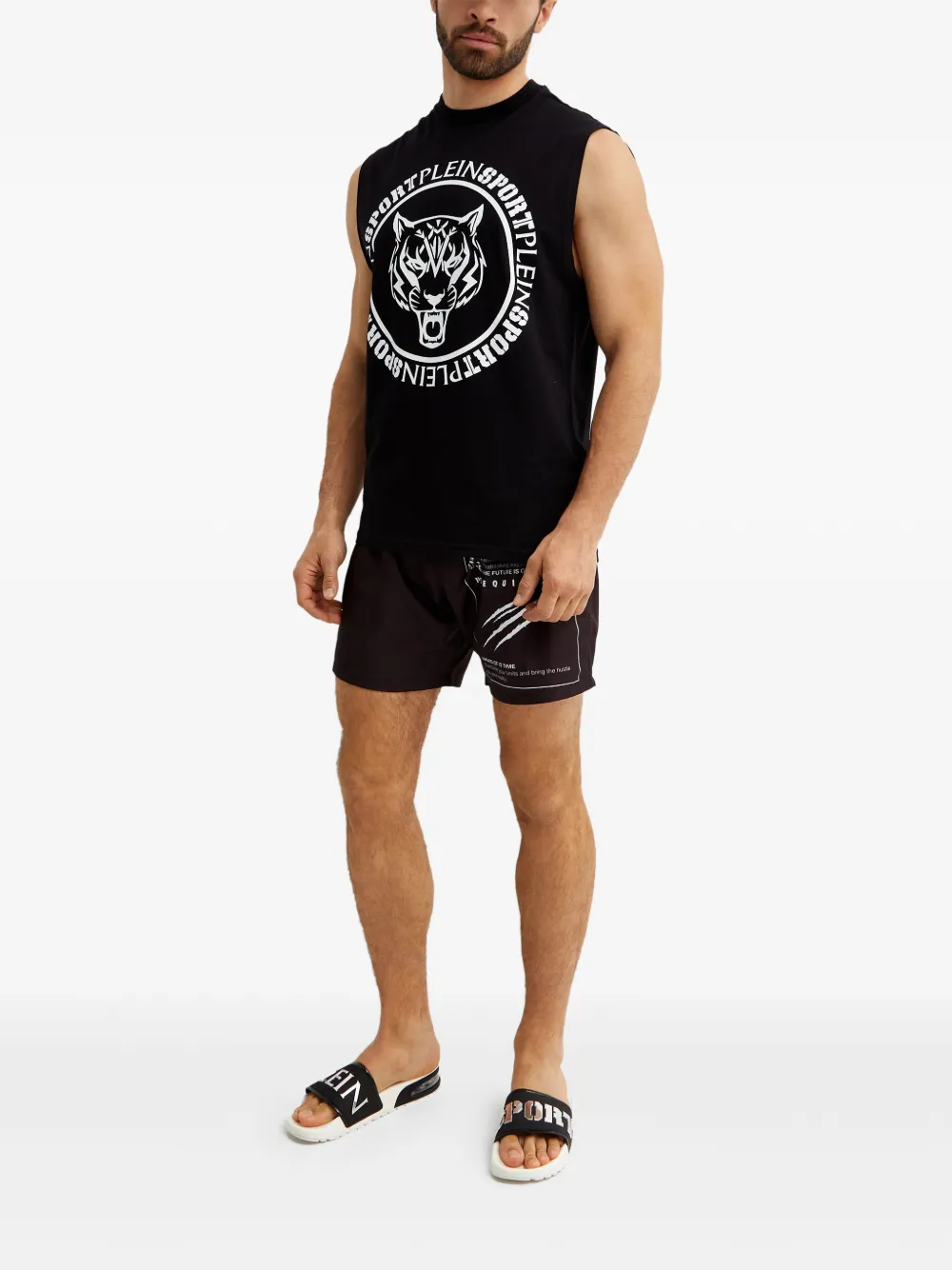 Plein Sport Graphic Tiger Carbon T-shirt - 0201 black / white