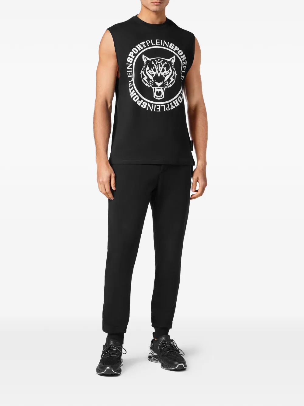 Plein Sport Graphic Tiger Carbon T-shirt Zwart