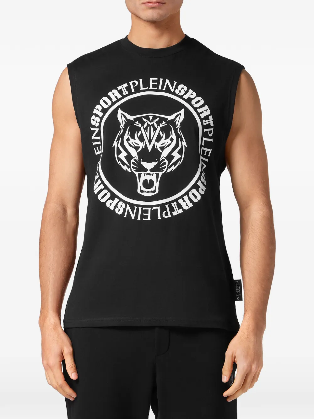 Plein Sport Graphic Tiger Carbon T-shirt Zwart
