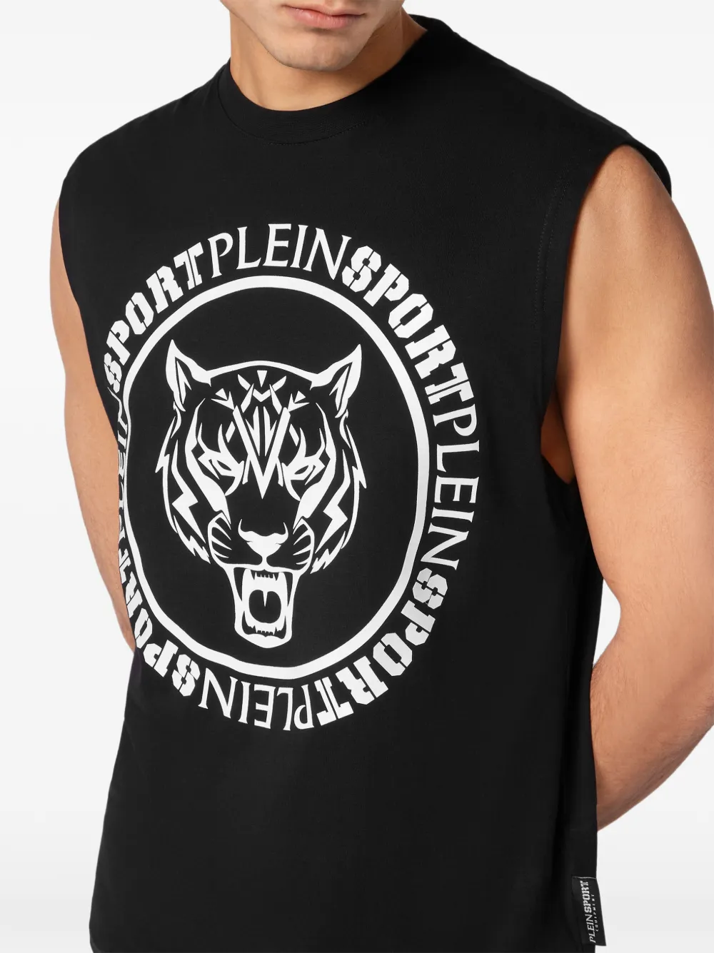 Plein Sport Graphic Tiger Carbon T-shirt Zwart