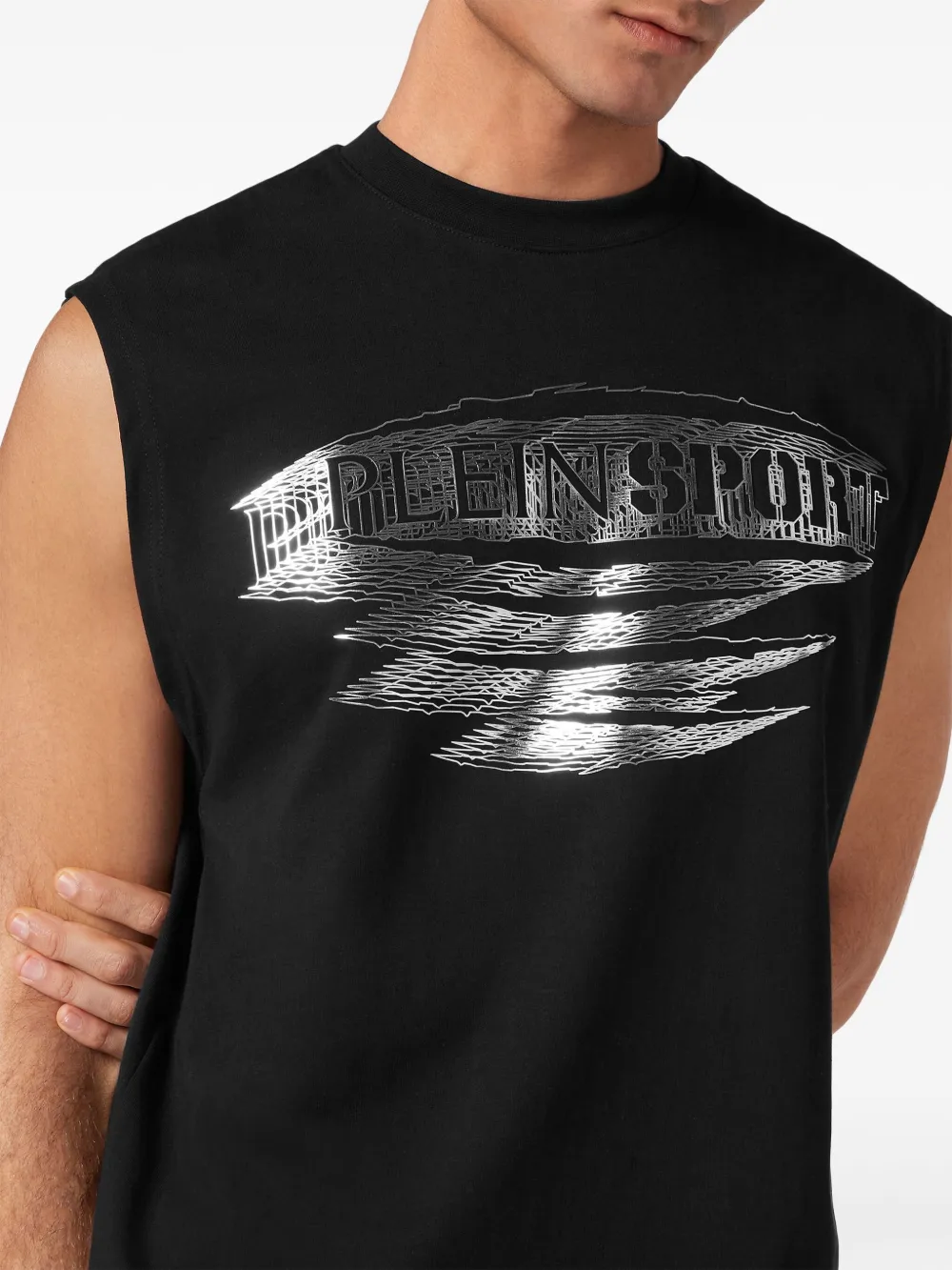 Shop Plein Sport Logo-print Sleeveless T-shirt In Black