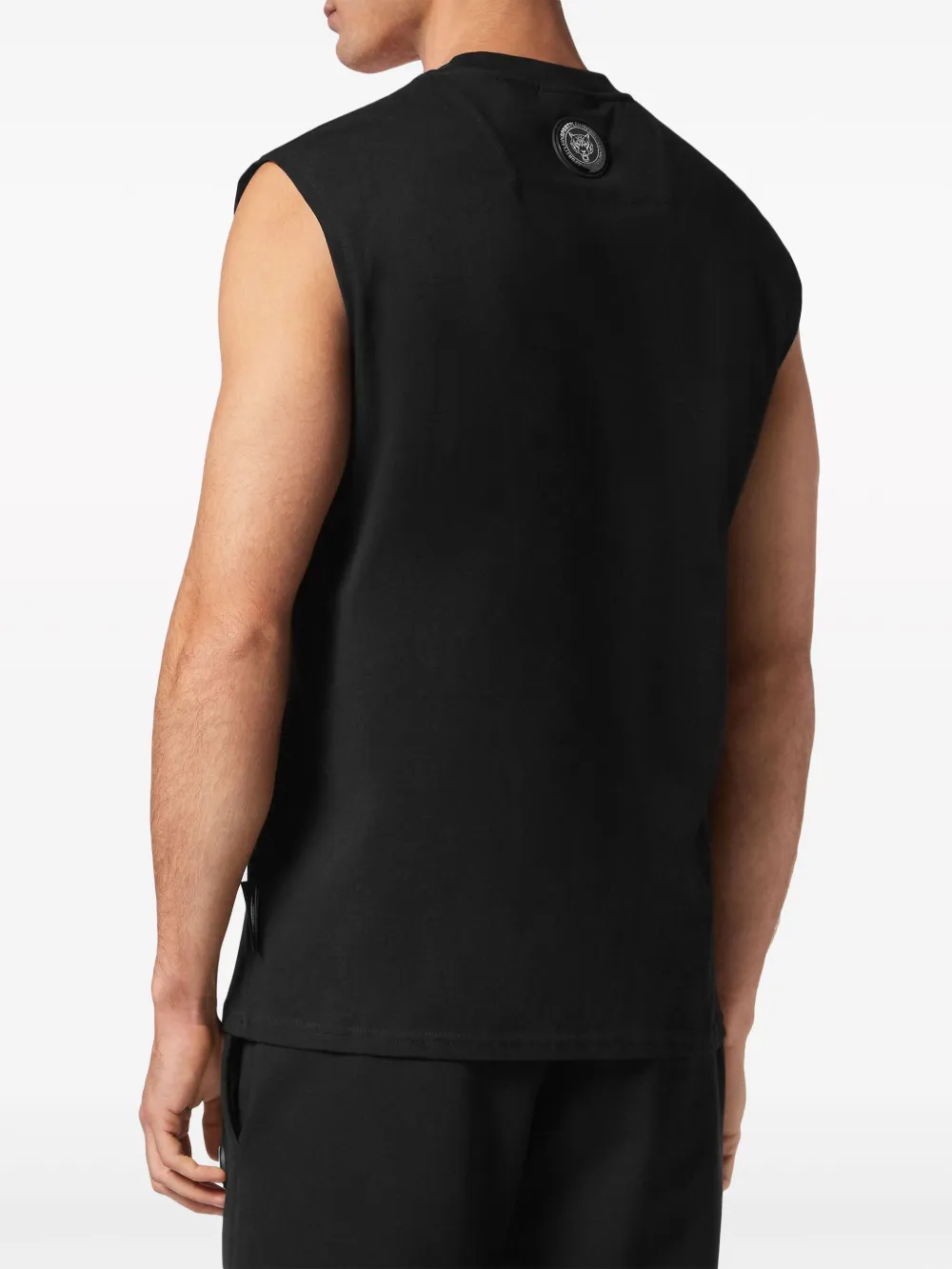 Shop Plein Sport Logo-print Sleeveless T-shirt In Black