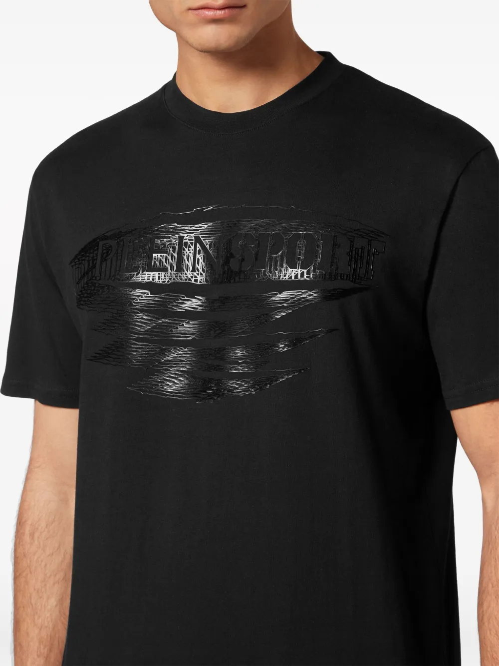 Plein Sport Katoenen T-shirt met logoprint Zwart