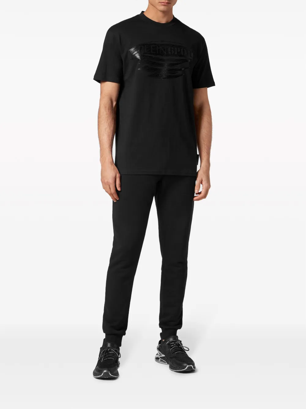 Plein Sport Katoenen T-shirt met logoprint Zwart
