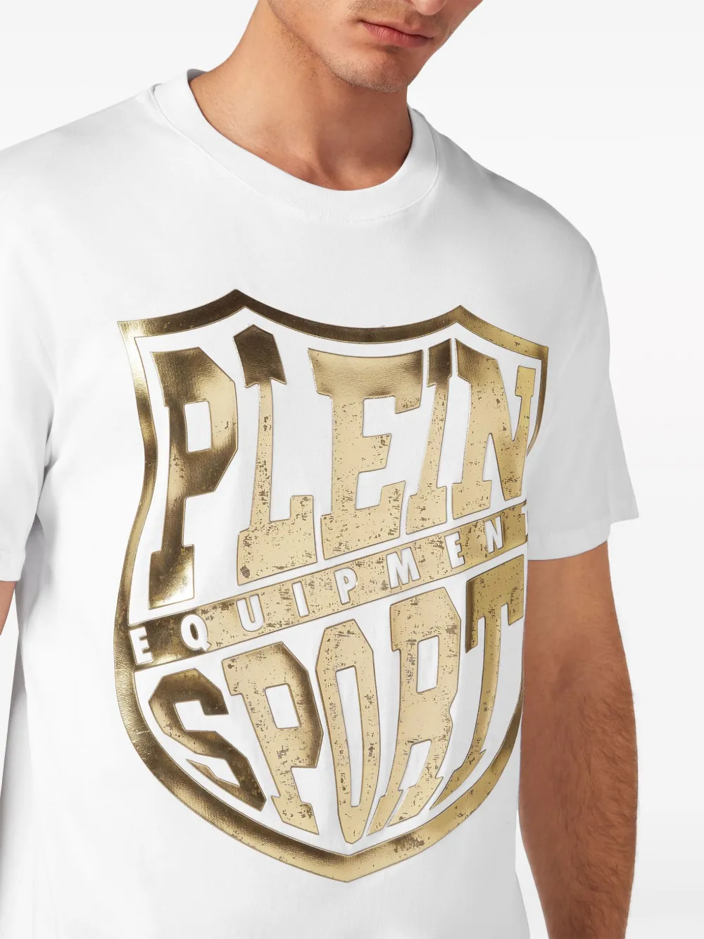 Shop Plein Sport Logo-print Cotton T-shirt In White