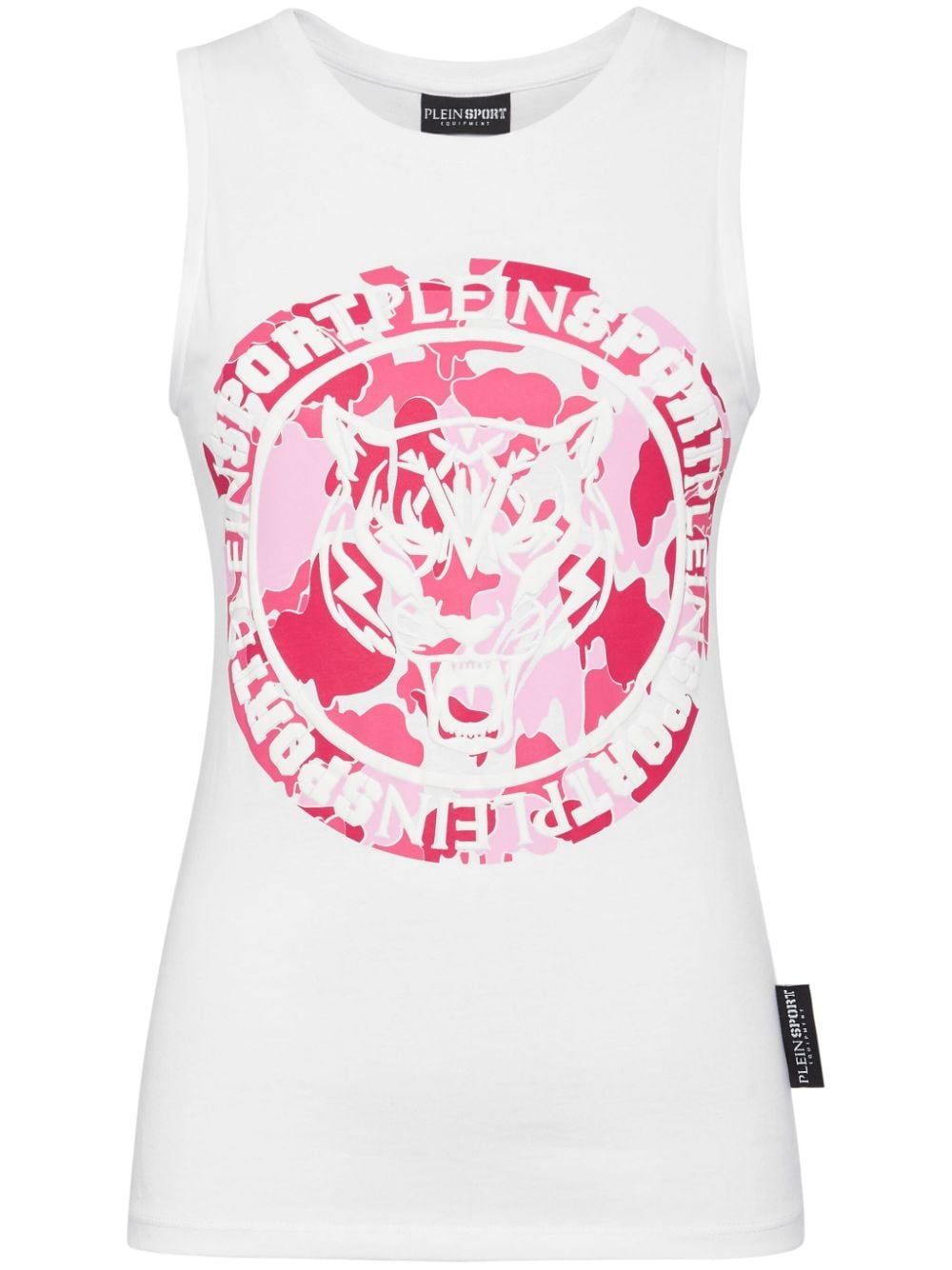 Plein Sport Carbon Tiger Cotton Tank Top In White