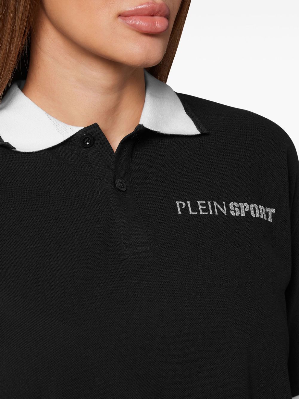Shop Plein Sport Logo-print Cotton Polo Shirt In Black