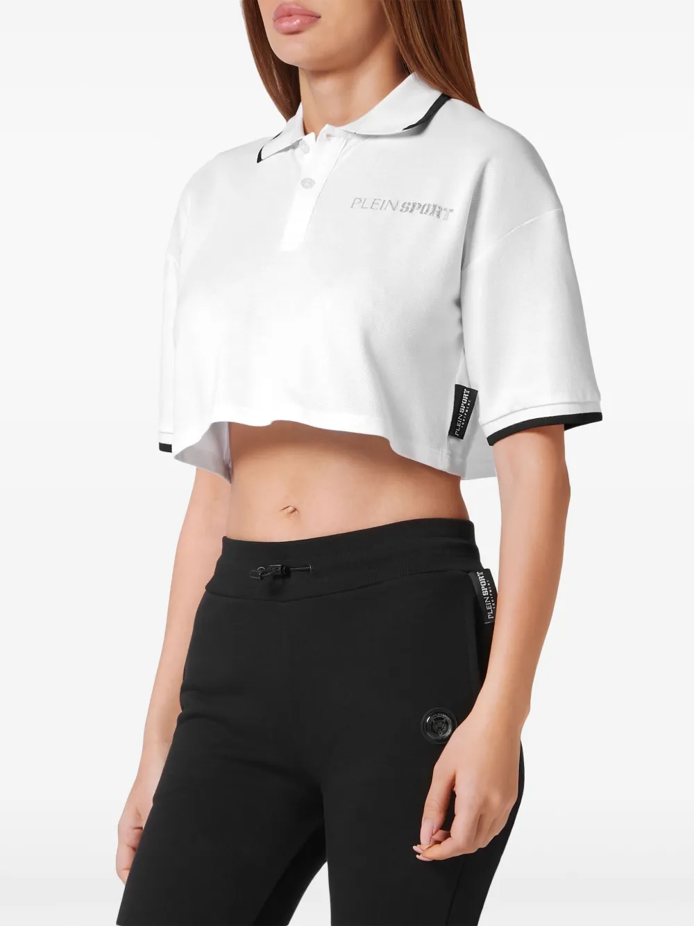 Plein Sport Logo-print Cotton Polo Shirt In Weiss