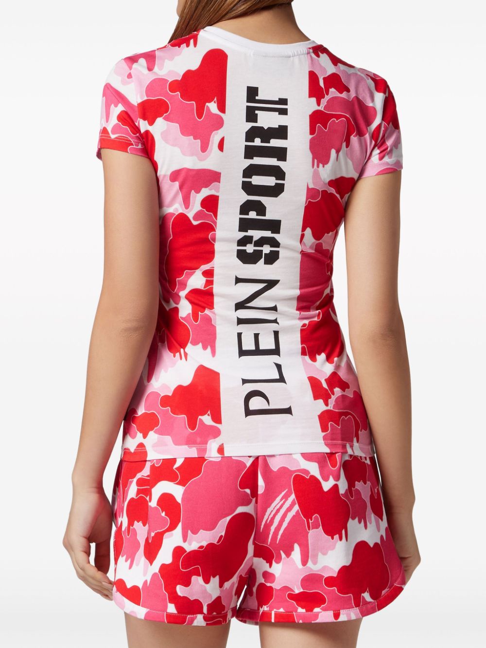 Plein Sport Katoenen T-shirt met camouflageprint Roze