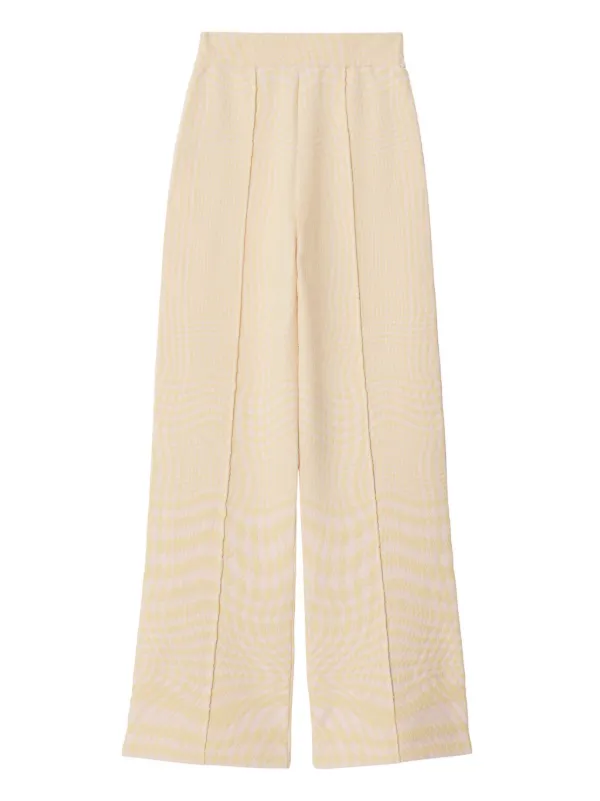 【送料&関税込】Burberry Wide-leg Tailored Trousers Burberry houndstooth-jacquard wool-blend Trousers | Neutrals
