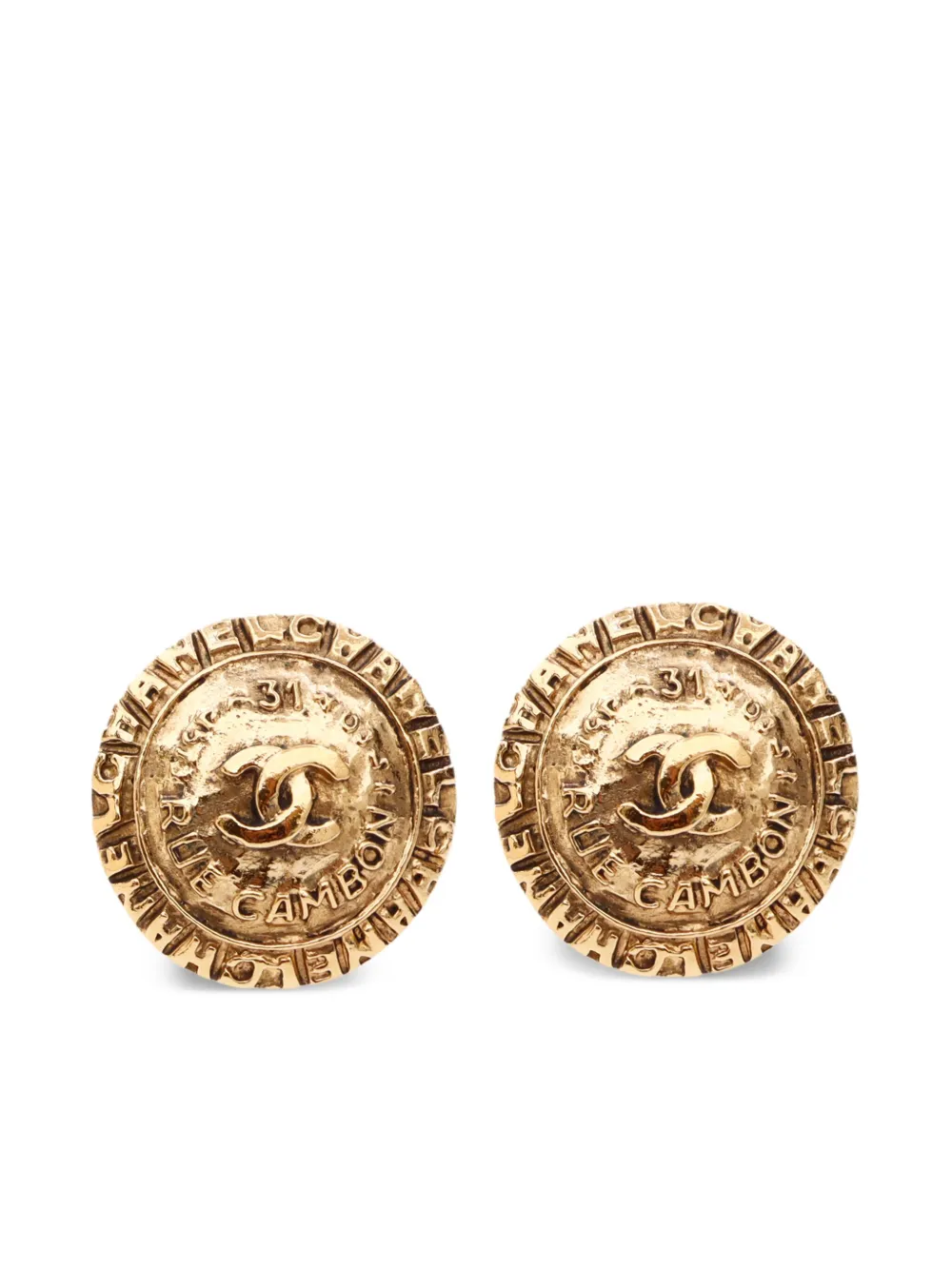 Pre-owned Chanel 1981-1985 Cc Clip-on Earrings In Gold